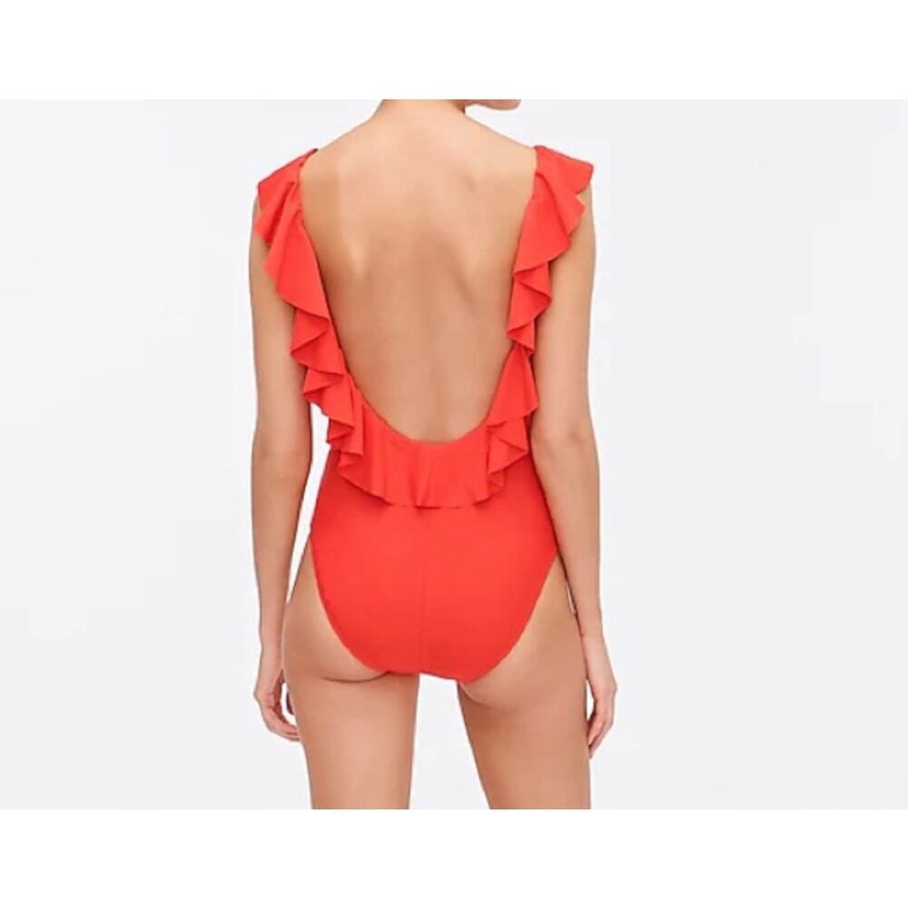J. Crew Red Ruffle scoopback one-piece swimsuit Size 6 - Picture 2 of 7